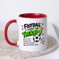Football Mug "FOOTBALL IS CHEAPER THAN THERAPY" Crown Football 325ml Ceramic Coffee Mug Sporty Therapy Checklist Tea Cup with "#FootballFixesEverything" Graphic Gift | Available in Multicolours | Fast Dispatch by UK Seller (M3095)