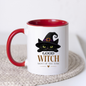 Halloween Mug "GOOD WITCH MOST OF THE TIME" Black Cat 325ml Ceramic Coffee Mug Peeking Black Cat Tea Cup with Purple Witch Hat & Heart Graphic Gift | Available in Multicolours | Fast Dispatch by UK Seller (M3079)