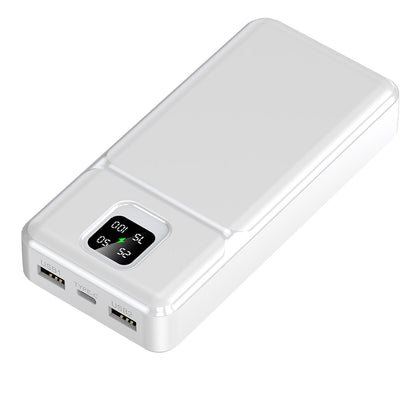White 30000mAh Power Bank With LED Display
