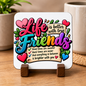 Best Friends Coaster "Life Is Better With True Friends Good Times Are Sweeter Hard times Are Easier And Everything in Between Is Brighter With You" Graphic Hardboard 9x9cm Drinks Mat – Colorful Quotes Tableware Gift | Fast Dispatch by UK Seller (C3071)