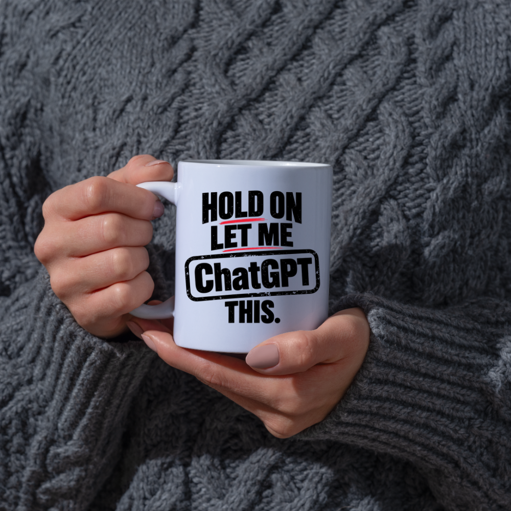 Funny "Hold On Let Me AI This" Mug, Artificial Intelligence Tech Meme Coffee Cup, 350ml Ceramic Novelty Mug, Geek Programmer Developer Office Gift for Colleagues Friends Him Her, Birthday Christmas Secret Santa Gift | Fast Dispatch by UK Seller (M1019)