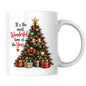 Festive Mug "It's the Most Wonderful Time of the Year" Christmas Tree 325ml Ceramic Coffee Mug – Classic Holiday Tea Cup with Ornaments, Star Gifts Gift | Available in Multicolours | Fast Dispatch by UK Seller (M1262)