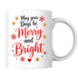 Festive Mug "May your Days be Merry and Bright" 325ml Ceramic Coffee Mug Winter Holiday Tea Cup with Gold Stars & Red Snowflakes | Available in Multicolours | Fast Dispatch by UK Seller (M1269)
