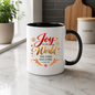Christmas Mug "Joy To The World Luke 2:11" Joy To The World 325ml Ceramic Coffee Mug – Christian Christmas Bible Verse Mug with Gold Snowflakes Calligraphy Religious Holiday Gift | Available in Multicolours | Fast Dispatch by UK Seller (M3295)