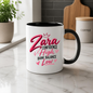 Personalized Name Mug "Zara Confidence High Bank Balance Low" Zara Confidence High Bank Balance Low 325ml Ceramic Coffee Mug – Custom Name Typography Slogan with Pink Tiara Crown, Hearts & Sparkles | Funny Gift | Fast Dispatch by UK Seller (M3445)