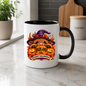 Halloween Mug "Peeking Witch Happy Halloween Banner Highland Co." Peeking Witch Highland Cow 325ml Ceramic Coffee Mug – Cute Halloween Pumpkin Tea Cup With Striped Witch Hat Graphic Gift | Available in Multicolours | Fast Dispatch by UK Seller (M3180)