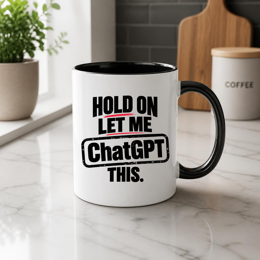 Funny "Hold On Let Me AI This" Mug, Artificial Intelligence Tech Meme Coffee Cup, 350ml Ceramic Novelty Mug, Geek Programmer Developer Office Gift for Colleagues Friends Him Her, Birthday Christmas Secret Santa Gift | Fast Dispatch by UK Seller (M1019)