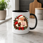 Vintage Santa Scroll Christmas Mug "Merry Christmas" Vintage Santa Claus Holding Merry Christmas Scroll 325ml Ceramic Coffee Mug – Jolly Father Christmas with Festive Wreath, Red Bow & Pine Branches | Holiday Gift | Fast Dispatch by UK Seller (M3440)