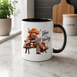 Academic Mug "Ideas Into Reality Scholarly Highland Cow" Ideas Into Reality 325ml Ceramic Coffee Mug – Scholarly Highland Cow on Bench with Laptop Strategy Books Coffee Entrepreneur Gift | Available in Multicolours | Fast Dispatch by UK Seller (M3287)