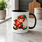Christmas Mug "Winking Christmas Boy Elf Red Bauble" Winking Christmas Boy Elf 325ml Ceramic Coffee Mug – Cute Festive Tea Cup with Elf Outfit Jingle Bells Snowflake Bauble Graphic Gift | Available in Multicolours | Fast Dispatch by UK Seller (M3186)