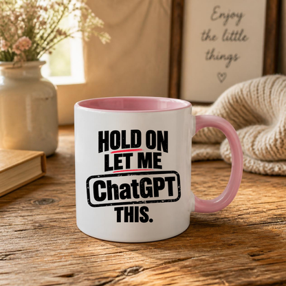 Funny "Hold On Let Me AI This" Mug, Artificial Intelligence Tech Meme Coffee Cup, 350ml Ceramic Novelty Mug, Geek Programmer Developer Office Gift for Colleagues Friends Him Her, Birthday Christmas Secret Santa Gift | Fast Dispatch by UK Seller (M1019)