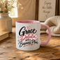 Personalized Name Mug "Grace Delulu With A Business Plan" Grace Delulu With A Business Plan 325ml Ceramic Coffee Mug – Custom Name Typography Slogan with Pink Brushstroke & Hearts | Funny Gift | Fast Dispatch by UK Seller (M3410)