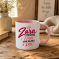 Personalized Name Mug "Zara Confidence High Bank Balance Low" Zara Confidence High Bank Balance Low 325ml Ceramic Coffee Mug – Custom Name Typography Slogan with Pink Tiara Crown, Hearts & Sparkles | Funny Gift | Fast Dispatch by UK Seller (M3445)
