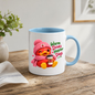 Cozy Mug "Warm Drinks Happier Days Strawberry Duck" 325ml Ceramic Coffee Mug – Cute Winter Strawberry Duck in Pink Beanie Scarf Holding Coffee Cup Cozy Gift For Friends Family | Available in Multicolours | Fast Dispatch by UK Seller (M3250)