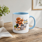 Highland Cow Mug "Focused Brighter Further Highland Cow" 325ml Ceramic Coffee Mug – Smart Highland Cow in Blazer Glasses At Laptop Desk With Plan Achieve Books Office Gift | Available in Multicolours | Fast Dispatch by UK Seller (M3281)