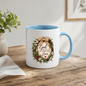 Christmas Mug "God Fills Our Home With Love Rustic Wreath" 325ml Ceramic Coffee Mug – Christian Holiday Wreath Mug With Burlap Bow Pinecones White Berries Rustic Festive Gift | Available in Multicolours | Fast Dispatch by UK Seller (M3301)