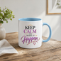 Motivational Mug "Keep Calm And Make It Happen" 325ml Ceramic Coffee Tea Cup – Purple & Gold Typography, Sunburst & Heart Slogan Novelty Gift for Friends, Colleagues, Birthday – Fast Dispatch by UK Seller (M3494)