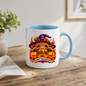 Halloween Mug "Peeking Witch Happy Halloween Banner Highland Co." Peeking Witch Highland Cow 325ml Ceramic Coffee Mug – Cute Halloween Pumpkin Tea Cup With Striped Witch Hat Graphic Gift | Available in Multicolours | Fast Dispatch by UK Seller (M3180)