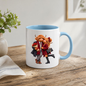 Romantic Mug "Red Roses Highland Cow Couple" 325ml Ceramic Mug – Romantic Highland Cow Couple in Red Coat, Bow & Suit Holding Red Roses Designer Bag Anniversary Valentines Gift For Couples | Available in Multicolours | Fast Dispatch by UK Seller (M3263)