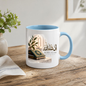 Islamic Mug "In Sha Allah If Allah Wills" 325ml Ceramic Coffee Tea Cup – Gold Arabic Calligraphy Script, Holy Quran Books & Plant Religious Faith Gift for Muslims, Eid Mubarak, Ramadan – Fast Dispatch by UK Seller (M3483)