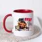 Highland Cow Workplace Stress Mug "OH FFS! Too Much Stress!" Oh Ffs! Too Much Stress! 325ml Ceramic Coffee Mug – Cute Highland Cow at Laptop Desk with Paper Stack, Sticky Notes & Coffee Cup | Funny Office & Work Gift | Fast Dispatch by UK Seller (M3381)