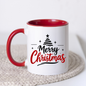 Minimalist Christmas Tree Mug "Merry Christmas" Merry Christmas 325ml Ceramic Coffee Mug – Minimalist Typography Slogan with Black Abstract Christmas Tree, Star Topper & Sparkling Stars | Holiday Gift | Fast Dispatch by UK Seller (M3432)