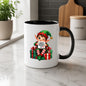 Festive Mug "Santa's Favourite Elf" Christmas Holiday Character 325ml Ceramic Coffee Mug – Cute Holiday Tea Cup with Elf Hat & Gift Box Sign | Available in Multicolours | Fast Dispatch by UK Seller (M1242)