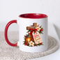 Christmas Mug "By His Grace We Are Saved Ephesians 2:8" By His Grace We Are Saved 325ml Ceramic Coffee Mug – Festive Christian Typography Mug With Wooden Cross Bow Lantern Holiday Gift | Available in Multicolours | Fast Dispatch by UK Seller (M3321)