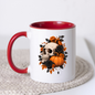 Halloween Mug "Floral Skull & Orange Pumpkin" Floral Skull and Orange Pumpkin 325ml Ceramic Coffee Mug – Gothic Halloween Autumn Tea Cup With Detailed Human Skull Roses Spider Graphic Gift | Available in Multicolours | Fast Dispatch by UK Seller (M3226)