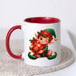 Christmas Mug "Winking Christmas Boy Elf Red Bauble" Winking Christmas Boy Elf 325ml Ceramic Coffee Mug – Cute Festive Tea Cup with Elf Outfit Jingle Bells Snowflake Bauble Graphic Gift | Available in Multicolours | Fast Dispatch by UK Seller (M3186)