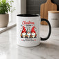 Festive Mug "Christmas Squad" Trio Gnomes 325ml Ceramic Coffee Mug – Cute Winter Holiday Tea Cup with String Lights & Hearts Gift | Available in Multicolours | Fast Dispatch by UK Seller (M1256)