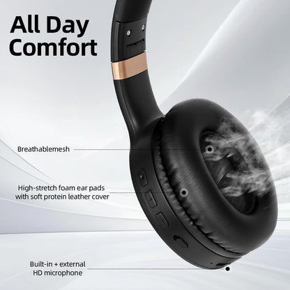 ANC Active Noise Cancelling Wireless Headphones Bluetooth 5.4 Foldable Over-Ear Headset | Low Latency Gaming Headphones with 3D Ergonomic Fit