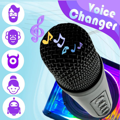 HAVIT Portable Dual Wireless Microphone Karaoke Speaker with RGB Multi-Color Gradient Lights | Cyberpunk Mecha Bluetooth PA Party Speaker with 2 Mics