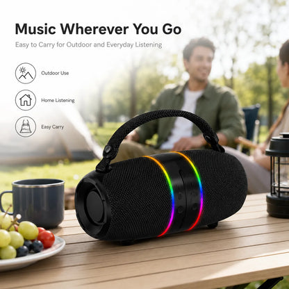 2-in-1 Detachable Wireless Bluetooth Speaker Set | Split Dual Stereo Speakers with RGB LED Light Rings & Carry Handle (M35)