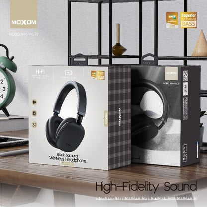 Black Samurai Wireless Bluetooth 5.3 Headphones | Superior Bass HiFi Stereo Foldable Over-Ear Headset