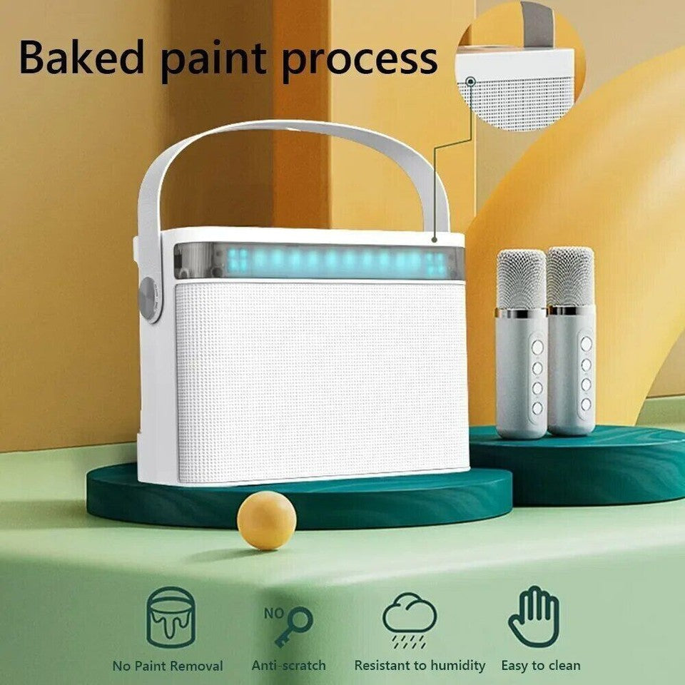 Portable HiFi Wireless Karaoke Speaker with 2 Wireless Microphones | DSP Audio LED Light Bluetooth PA Party Speaker