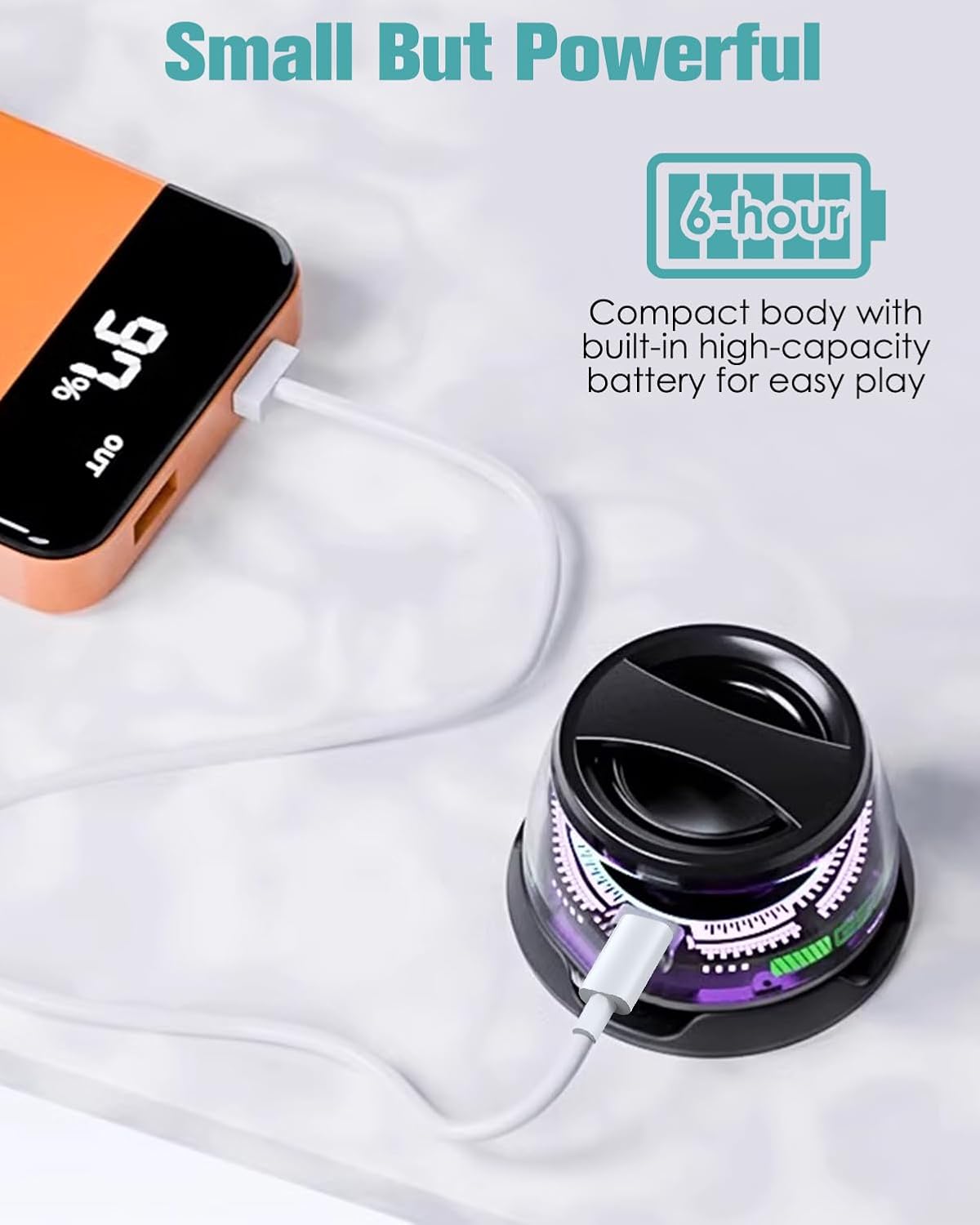 Magnetic Suction Ultra-Portable Wireless Bluetooth Speaker with LED Ambient Light | Transparent Mecha Mini Bass Speaker