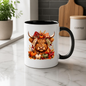 Novelty Mug Autumn Harvest Highland Cow Coffee Mug - Fall Pumpkin & Plaid Bow Farmhouse Animal Ceramic Tea Cup for Thanksgiving and Rustic Kitchen Decor | Available in Multicolours | Fast Dispatch by UK Seller (M1207)