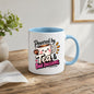 Humorous Mug "Powered by Tea & Bad Decisions" 325ml Ceramic Coffee Mug Cute Tea Lover Cup with Kawaii Smiling Teacup, Hearts & Splash Graphic Gift | Available in Multicolours | Fast Dispatch by UK Seller (M1300)