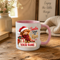 Personalised Christmas Mug "Santa Says Be Nice" 325ml Ceramic Coffee Tea Cup – Santa Hat Highland Cow, Wrapped Gifts, Custom Name & Festive Slogan Novelty Gift for Bestie, Women, Holiday – Fast Dispatch by UK Seller (M3520)