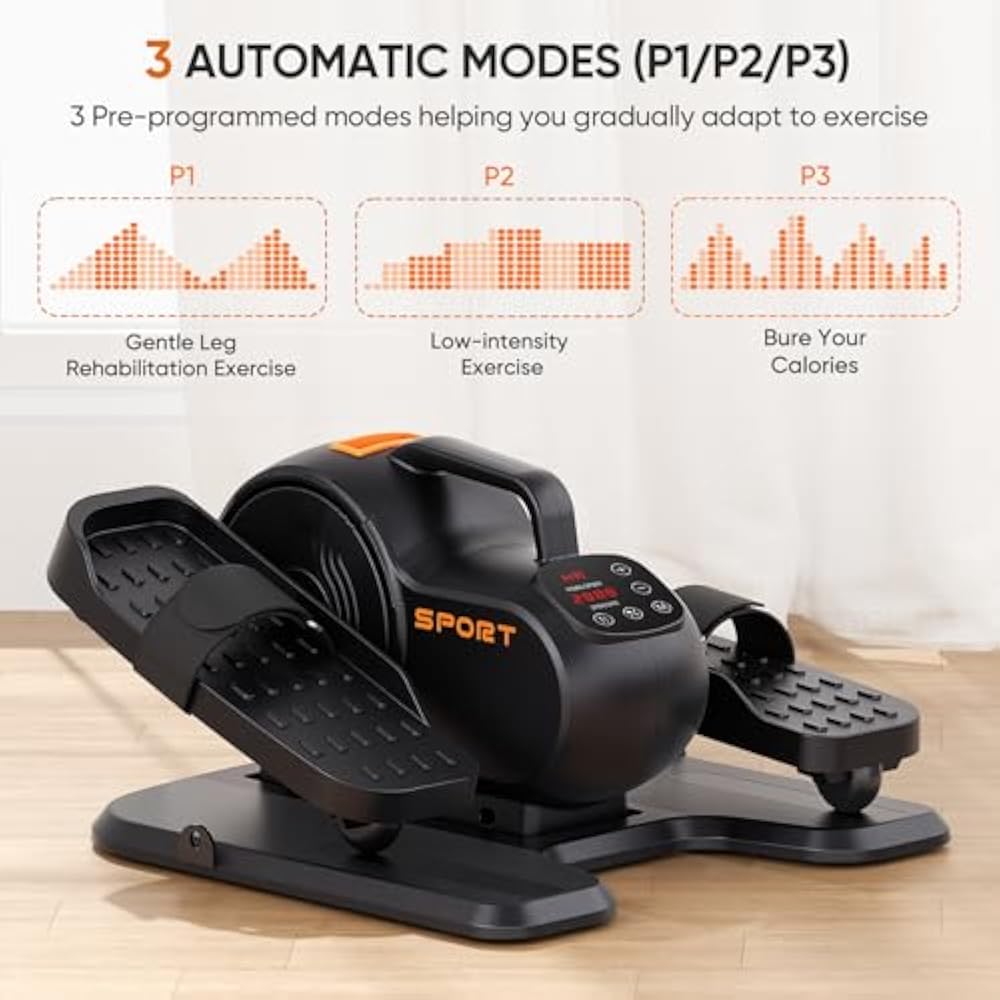 Under Desk Elliptical Machine, 3-in-1 Electric Leg Exerciser As Seen On TV, 16 Adjustable Speed & Resistance, Seated Pedal Exerciser for Seniors with Remote, Fully Assembled