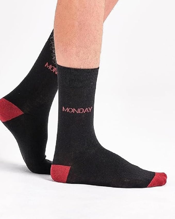7 Pairs Weekday Socks – Cotton Rich Day of the Week Set – Smart Casual Wear UK Shoe Size 6–11