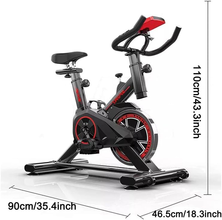 Indoor Exercise Bike with Heart Rate Monitor & LED Display, Silent 5-Groove Belt Drive, Adjustable Seat & Handlebar, 300 lb Capacity, Smooth Stationary Bike for Home Cardio Training
