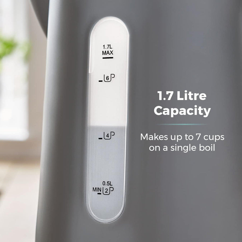 Tested Tower Scandi T10037G Kettle with Rapid Boil and Boil Dry Protection, 1.7L, 3kW, Grey