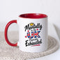 Humorous Mug "Mentally In The UK Physically Exhausted" 325ml Ceramic Coffee Mug Funny British Union Jack Flag Tea Cup with Gold Crown & Hearts Gift | Available in Multicolours | Fast Dispatch by UK Seller (M1307)
