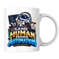 Tech Mug "Same Human More Automation Less Drama" Same Human More Automation Less Drama 325ml Ceramic Coffee Mug – Funny Robot IT Developer Mug with Plan Prompt Build Automate Repeat | Gift for Developers | Fast Dispatch by UK Seller (M3328)