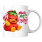 Music Mug "Music Makes It Better Strawberry Duck" 325ml Ceramic Coffee Mug – Cute Winking Strawberry Duck with Pink Headphones Peace Sign Fun Gift For Music Lovers Friends | Available in Multicolours | Fast Dispatch by UK Seller (M3251)