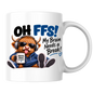 Highland Cow Mental Break Mug "OH FFS! My Brain Needs a Break!" Oh Ffs! My Brain Needs a Break! 325ml Ceramic Coffee Mug – Cute Highland Cow with Headphones, Sunglasses & "Mental Break" Mug | Funny Office Gift | Fast Dispatch by UK Seller (M3382)