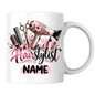 Personalised Mug "Hairstylist" Custom Name Hairdresser Coffee Cup 350ml Ceramic, Male Female Barber Hair Salon Design, Pink Floral Blue Hair Tools, Gift for Stylist Beautician Colleague, Birthday Christmas Secret Santa | Fast Dispatch by UK Seller (M1196)
