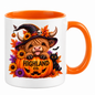 Halloween Mug "Highland Cow Witch Pumpkin" Highland Cow Witch Pumpkin 325ml Ceramic Coffee Mug – Cute Halloween Autumn Tea Cup with Highland Cow Witch Hat Jack O Lantern Black Cat Sunflowers Graphic Gift | Fast Dispatch by UK Seller (M3210)